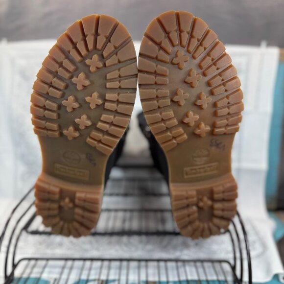 Timberland A13R1 Women's Black Leather Open Weave Ankle Combat Boots Size 8.5 - Picture 5 of 11